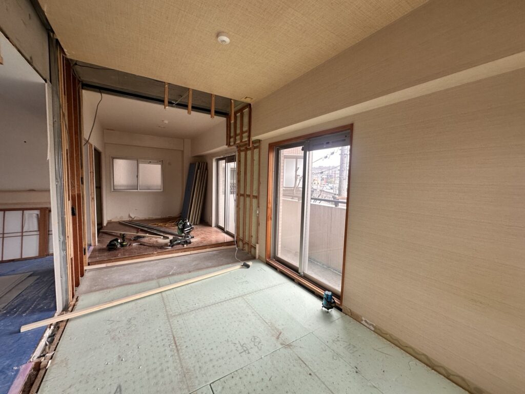 マンションリフォーム現場の施工の状況